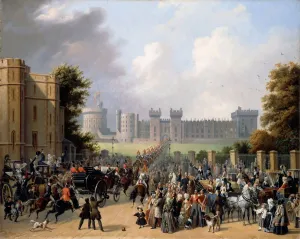 Arrival of King Louis-Philippe at Windsor Castle. Artist: Pingret, Edouard-Henri-Theophile (1788-1875)