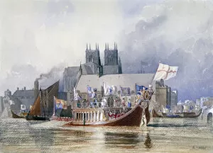 Editor's Picks: Arrival of the Lord Mayor at Westminster, c1841(?). Artist: Richard Henry Nibbs
