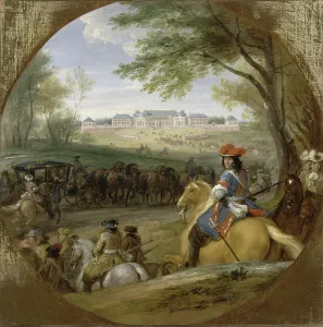 World History Prints: Arrival of Louis XIV preceded by his guardsmen at the old palace of Versailles