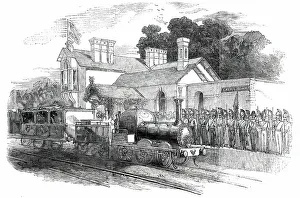 Arrival of Her Majesty at the Castle Howard Railway Station, 1850. Creator: Unknown