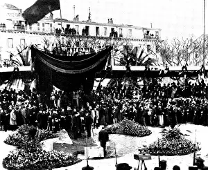 Bunting Prints: Arrival of the Prince of Wales to lay the foundation-stone of a new pier at Cannes
