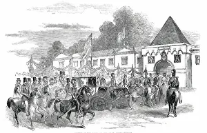 George Howard Prints: Arrival of the Queen at the Lodge, Castle Howard, 1850. Creator: Unknown