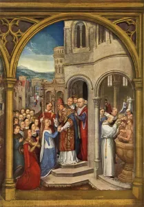 Communion Prints: The Arrival in Rome, 1489. Creator: Hans Memling