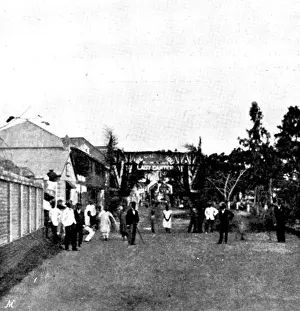 Lagos Prints: Arrival, and Subsequent Death, of Lady Carter at Lagos: triumphal arch