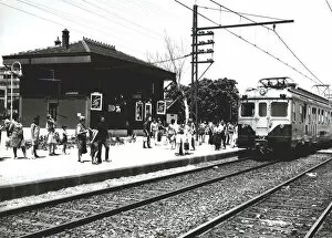 Images Dated 19th September 2012: Arrival of the train at the Llavaneras station, 1950