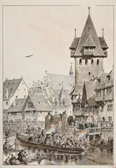 Strasbourg Prints: Arrival of Zurichers in Strasbourg in 1576, 1893. Creator: Schweitzer, Emile (1837-1903)