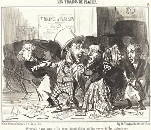 Train Station Prints: Arrivee dans une ville trop hospitaliere ou l'on s'arrache les voyageurs, 1852