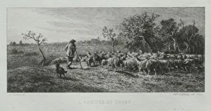 Arriving at the Field. Creator: Charles-Emile Jacque (French, 1813-1894)