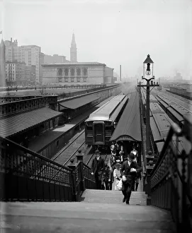 Rail Road Prints: Arriving from the suburbs, Chicago, Ill. c1907. Creator: Unknown