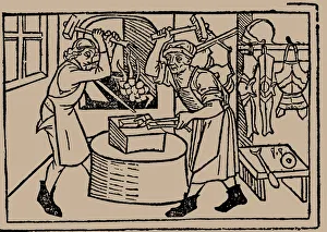 Rodrigo Sanchez De Arevalo Prints: The Art of Blacksmithing. From Speculum Vitae Humanae by Rodericus Zamorensis, 1479