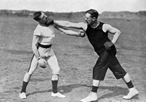 The art of boxing, the right under the chin, Aldershot, Hampshire, 1896. Artist: Gregory & Co