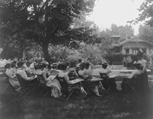 Art class, sketching a private home, Normal School, (1899?). Creator: Frances Benjamin Johnston