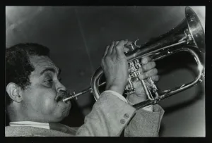 Hertfordshire Gallery: Art Farmer on the flugelhorn at The Bell, Codicote, Hertfordshire, 25 February 1985