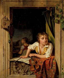 Looking Out Prints: The art of painting and music , 1800. Creator: Martin Drölling