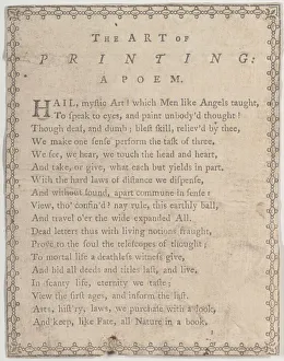 The Art of Printing: A Poem, 19th century. 19th century. Creator: Anon