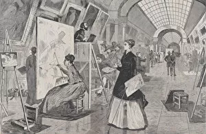 Copying Gallery: Art-Students and Copyists in the Louvre Gallery, Paris (Harpers Weekly, Vol