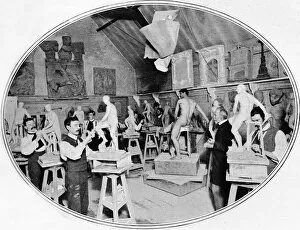 Art students in a sculpture modelling class, London, c1900 (1901)