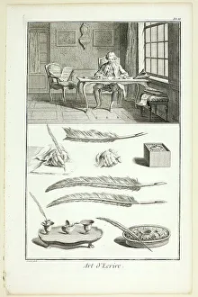 Encyclopadia Prints: Art of Writing, from Encyclopédie, 1760. Creator: Benoit-Louis Prevost