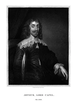 T A Dean Prints: Arthur Capel, 1st Baron Capel, English royalist, (1825). Artist: TA Dean