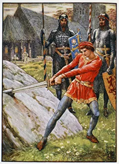 Legendary Prints: Arthur Draws the Sword from the Stone, 1911