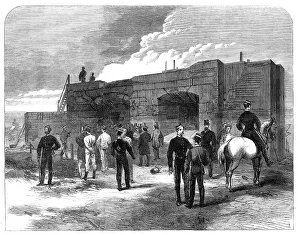 Granite Prints: Artillery experiments with granite casemates at Shoeburyness, 1865. Creator: Unknown