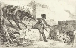 Artilleryman Prints: Artilleryman Lighting a Mine. Creator: Emile Jean-Horace Vernet