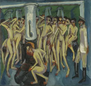 Kirchner Ernst Prints: Artillerymen in the Shower, 1915. Creator: Ernst Kirchner