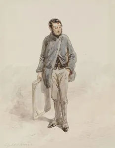Artist with Canvas, 1855-1866. Creator: Paul Gavarni
