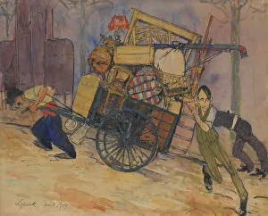 Sloped Prints: The artist Carl Frisendahl's move in Montparnasse, Paris, 1909. Creator: Bertil Lybeck