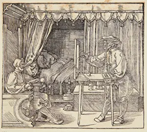 Draughtsman Prints: Artist Drawing a Portrait of a Man, 1525. Creator: Durer, Albrecht (1471-1528)