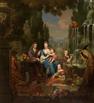 Mandolin Prints: The Artist and his Family, 1689. Creator: Michiel van Musscher