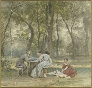 Day Out Prints: The artist with his family on holiday, c1840-1890s. Creator: Philipp Rumpf