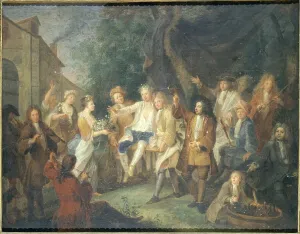 Garden Party Prints: Artist meeting, around 1700, c1700. Creator: Unknown
