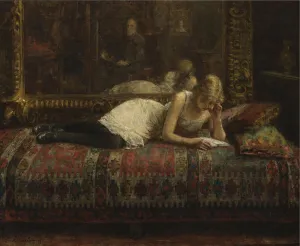 Reading Woman Prints: The Artist and His Model. Artist: Harlamov (Harlamoff), Alexei Alexeyevich (1840-1922)