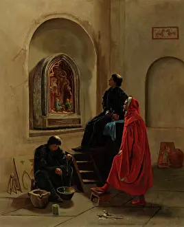 Paint Prints: The Artist Paints the Church, 1870. Creator: Edwin Howland Blashfield