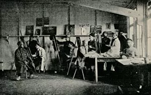 Hesse Collection: Artist Prisoners of War in their studio at Giessen, c1916