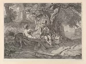 Johann Christian Erhard Gallery: The Artist, Resting with his Guide, 1819. Creator: Johann Christian Erhard