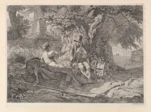 Travelling Prints: The Artist, Resting with his Guide, 1819. Creator: Johann Christian Erhard