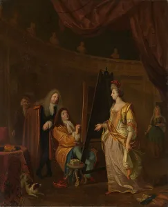 Ludolf Bakhuysen Prints: An Artist in his Studio, Painting the Portrait of a Lady, 1707. Creator: Ludolf Bakhuizen