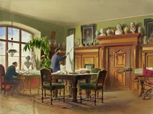 Artist Vladimir Svertsov's studio in Schleißheim, 1850-1889. Creator: Heinrich Stohl