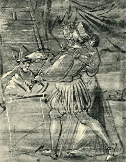 Artist with young woman in front of an easel, 1580, (1943). Creator: Tobias Stimmer