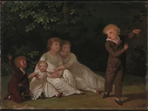 Jens Juul Prints: The Artist's Five Children in a garden. Study, 1801. Creator: Jens Juel