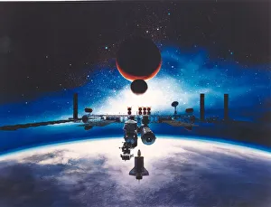 Red Planet Prints: Artists Conception of Space Station Freedom, 1991. Creator: Alan Chinchar