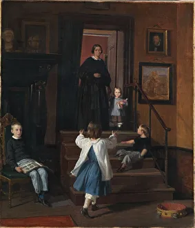 Arms Out Prints: The Artist's Family;The Artist's Wife and Children in the Studio at Charlottenborg