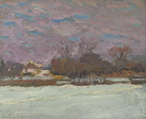 Mousson Teodor Jozef Prints: The artist's garden in winter, c1930