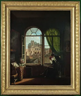 Artist's interior, with view of the facade of the Church of Saint-Eustache, c1815. Creator: Louise-Adeone Drolling