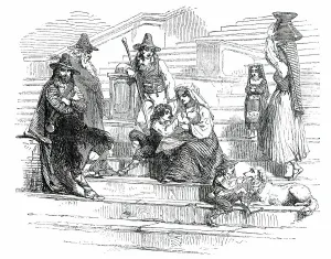 Water Jar Prints: Artists Models on the Steps of the Trinita de Monte - Rome, 1850. Creator: Unknown