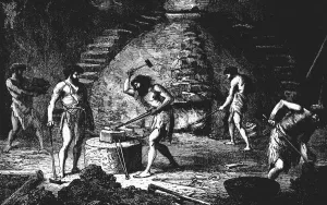 Artists reconstruction of a late Iron Age forge, 1890