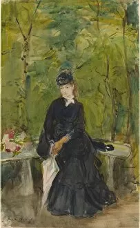 Berthe Marie Pauline Morisot Collection: The Artists Sister Edma Seated in a Park, 1864. Creator: Berthe Morisot