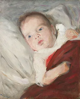 The Artist's son Göran, 3 months, discovers the candle flame for the first time, 1891. Creator: Hanna Pauli